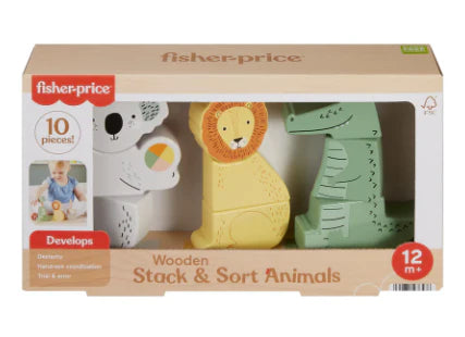 FIHSER-PRICE WOODEN STACK AND SORT ANIMALS Hot on Sale