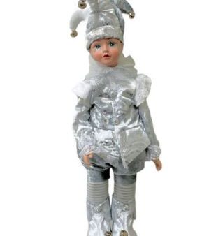 43CM ANIMATED SITTING JESTER  - WHITE Fashion