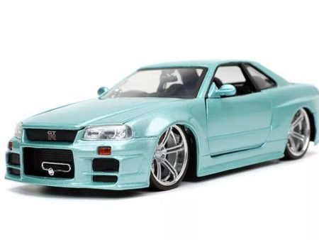 FAST & FURIOUS BRIAN S NISSAN SKYLINE R34 GT-R 1:24 SCALE DIE-CAST VEHICLE REPLICA Fashion