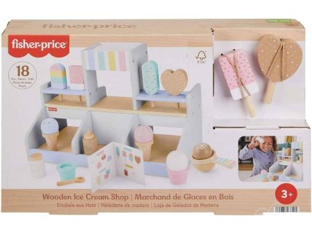 FIHSER-PRICE WOODEN ICE CREAM SHOP 18 PIECE SET Online now