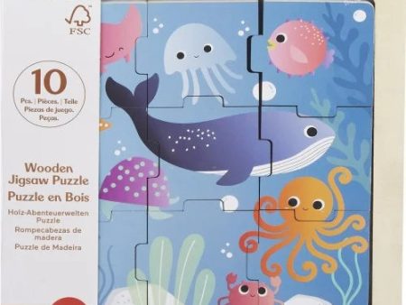 FISHER-PRICE WOODERN JIGSAW PUZZLE 10 PC - OCEAN Online now