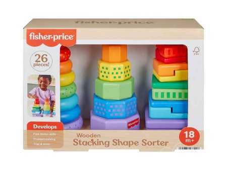 FISHER PRICE WOODEN STACKING SHAPE SORTER Sale