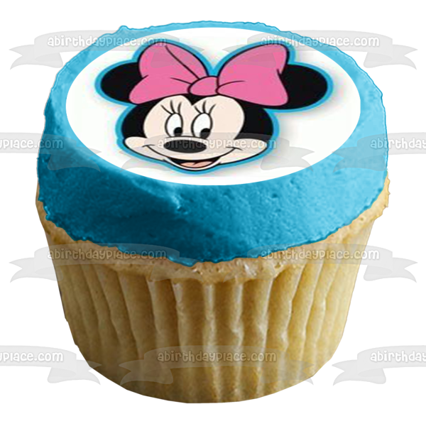 Minnie Mouse Face Disney 12 Count Cupcake Toppers Edible Cupcake Topper Images ABPID53488 For Sale