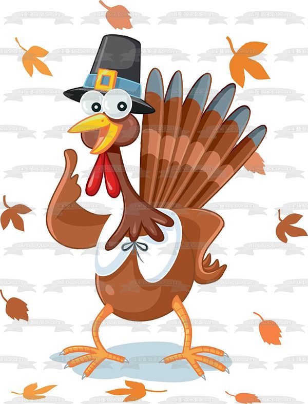 Dancing Turkey Happy Thanksgiving Edible Cake Topper Image ABPID53431 Discount