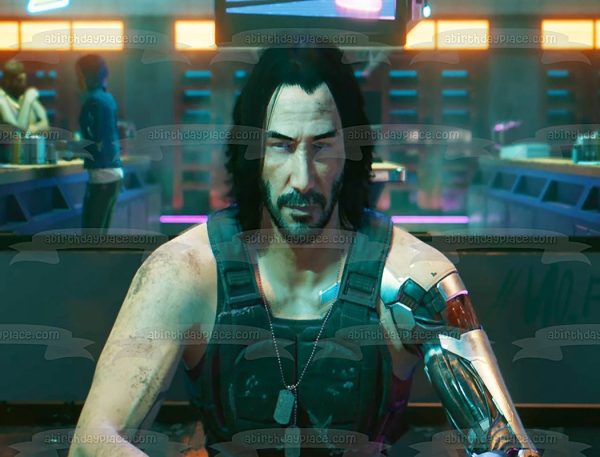 Cyberpunk 2077 Keanu Reeves Edible Cake Topper Image ABPID53417 Online now