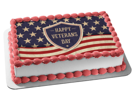 Happy Veterans Day American Flag Edible Cake Topper Image ABPID53293 Cheap