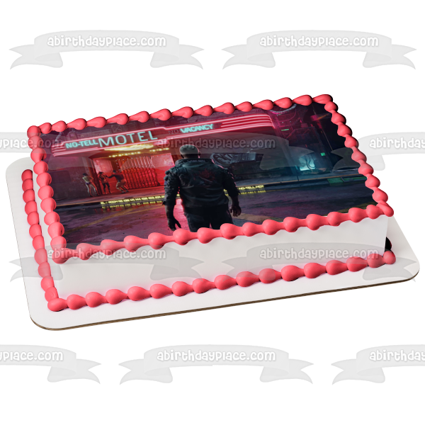 Cyberpunk 2077 No Tell Motel Edible Cake Topper Image ABPID53416 For Cheap