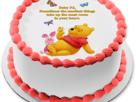 Disney Winnie the Pooh Baby Shower Personalized Name Piglet Butterflies  Smallest Things Take Up the Most Room In Your Heart  Edible Cake Topper Image ABPID53377 For Sale