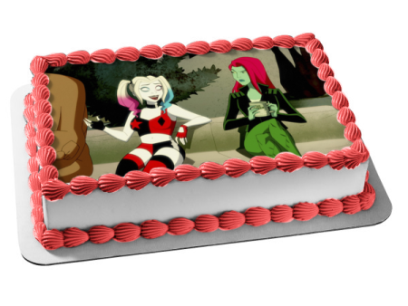 Harley Quinn Poison Ivy Animated Series DC Comics Edible Cake Topper Image ABPID53282 on Sale