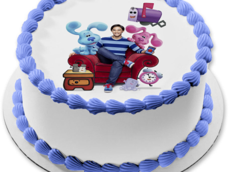 Blue s Clues & You! Mailbox Blue Josh Tickety Tock Magenta Notepad Edible Cake Topper Image ABPID52507 Fashion