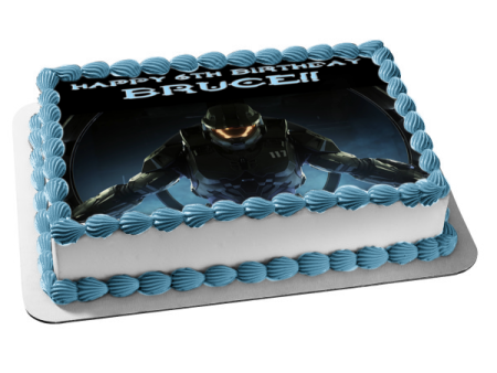 Halo Infinite Master Chief Spartan Shooter Video Game Edible Cake Topper Image ABPID53384 Online Sale