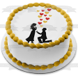 Engagement Proposal Couple Silhouette Roses Hearts Valentines Love Romance Wedding Edible Cake Topper Image ABPID53484 For Discount