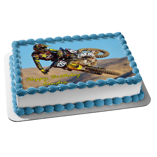 Dirt Bike Yahama Motocross Rider Edible Cake Topper Image ABPID49565 on Sale