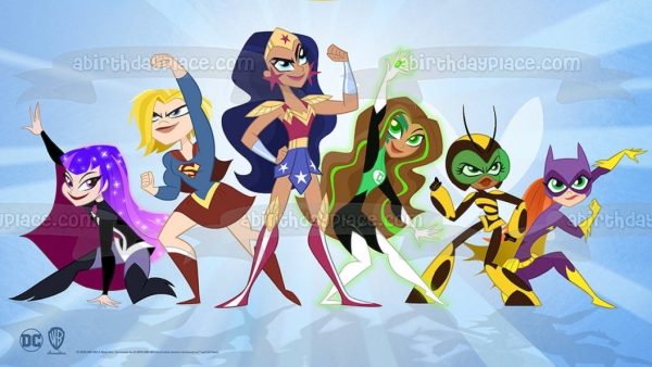 DC Super Hero Girls Wonder Woman Batgirl Super Girl Bumblebee Green Lantern Zatanna Edible Cake Topper Image ABPID53325 For Sale