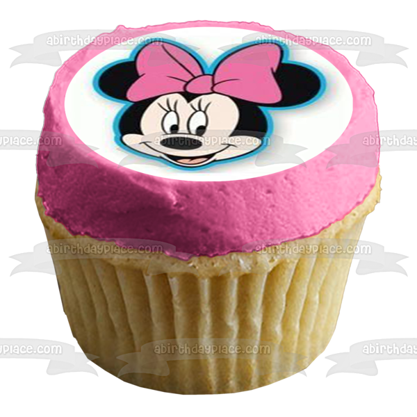 Minnie Mouse Face Disney 12 Count Cupcake Toppers Edible Cupcake Topper Images ABPID53488 For Sale