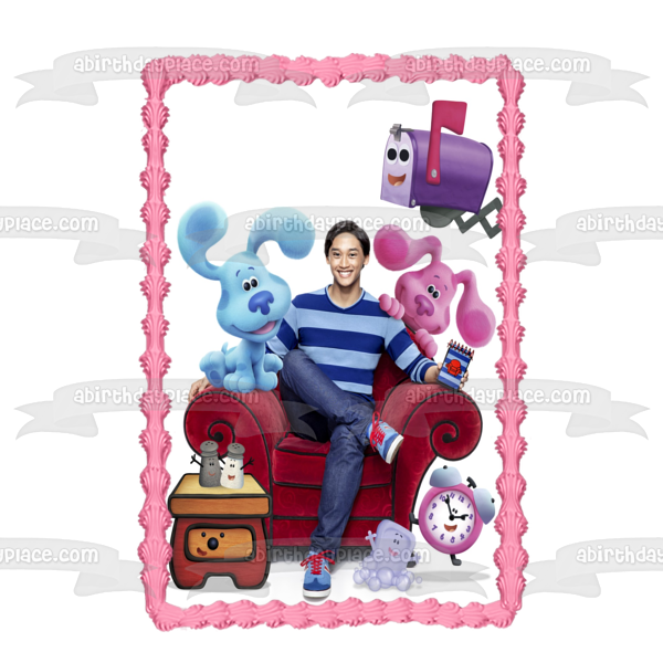 Blue s Clues & You! Mailbox Blue Josh Tickety Tock Magenta Notepad Edible Cake Topper Image ABPID52507 Fashion