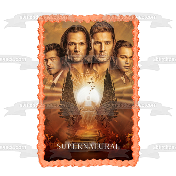 Supernatural Sam Dean Castiel Jack TV Show Poster Edible Cake Topper Image ABPID53271 For Cheap