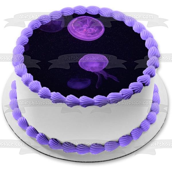 Bio-Luminescent Jellyfish Ocean Nature Aquatic Animal Edible Cake Topper Image ABPID53274 Supply