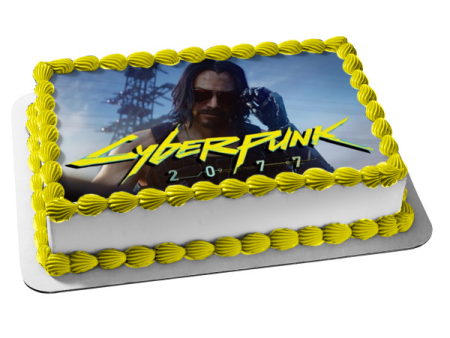 Cyberpunk 2077 Keanu Reeves Edible Cake Topper Image ABPID53420 Cheap