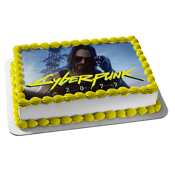 Cyberpunk 2077 Keanu Reeves Edible Cake Topper Image ABPID53420 Cheap