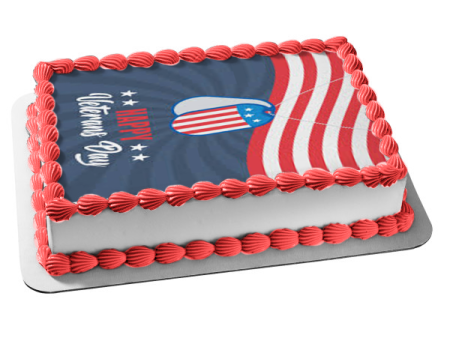 Happy Veterans Day American Flag Dog Tags Edible Cake Topper Image ABPID53291 Sale