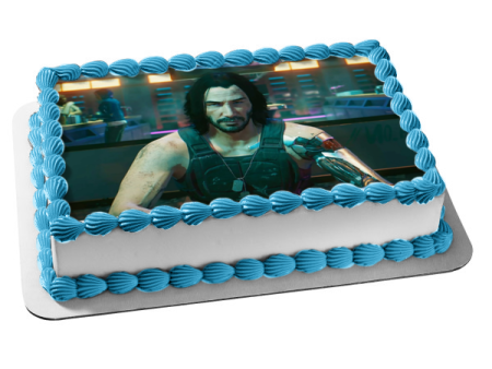 Cyberpunk 2077 Keanu Reeves Edible Cake Topper Image ABPID53417 Online now