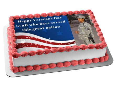 Happy Veterans Day Personalized Photo American Flag Edible Cake Topper Image ABPID53299 For Cheap