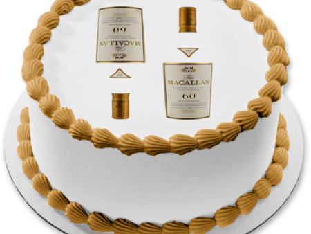 Macallan 60 Scotch Whisky Customizable Alcohol Bottle Edible Cake Topper Image ABPID53358 Fashion