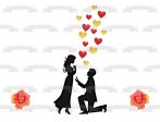 Engagement Proposal Couple Silhouette Roses Hearts Valentines Love Romance Wedding Edible Cake Topper Image ABPID53484 For Discount